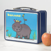 Cute hippo en vogel in de illustratie van de rivie (In situ)