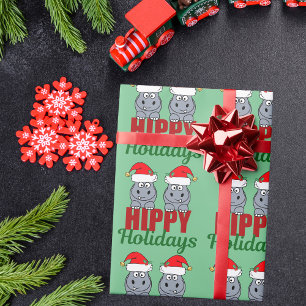 Cute Hippo-Feestdagen met kerst Hippy Cadeaupapier