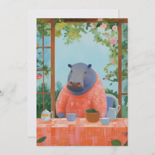 Cute Hippo Feestdagenkaart (Voorkant / Achterkant)