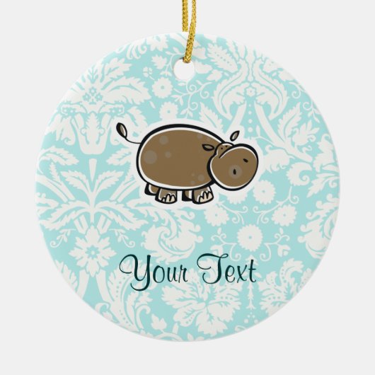 Cute Hippo Groenblauw Keramisch Ornament (Voorkant)
