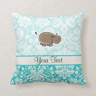 Cute Hippo Groenblauw Kussen