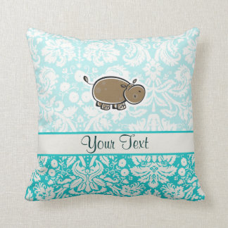 Cute Hippo Groenblauw Kussen