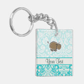 Cute Hippo Groenblauw Sleutelhanger (Voorkant Links)