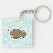 Cute Hippo Groenblauw Sleutelhanger (Achterkant)