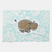 Cute Hippo Groenblauw Theedoek (Horizontaal)