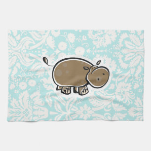 Cute Hippo Groenblauw Theedoek