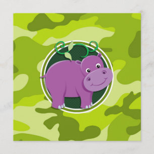 Cute Hippo heldere groene camo , camouflagewas Kaart