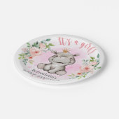 Cute Hippo Het is een Girl Baby shower Paper Bord (Gekanteld)