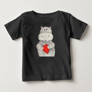 Cute Hippo Hippopotamus Holding Heart Love Hippo