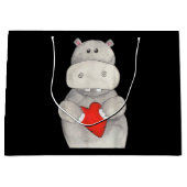 Cute Hippo Hippopotamus Holding Heart | Love Hippo Groot Cadeauzakje (Voorkant)
