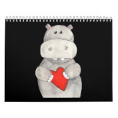 Cute Hippo Hippopotamus Holding Heart | Love Hippo Kalender (Hoes)