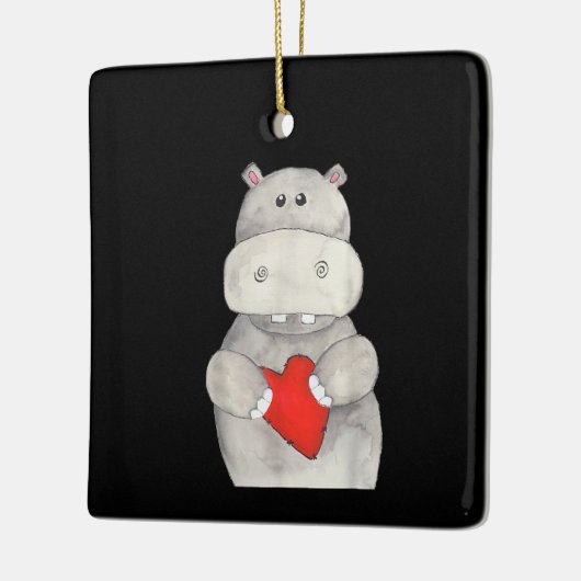 Cute Hippo Hippopotamus Holding Heart | Love Hippo Keramisch Ornament (Links)