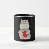 Cute Hippo Hippopotamus Holding Heart | Love Hippo Mok (Midden)
