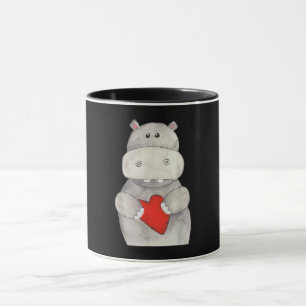 Cute Hippo Hippopotamus Holding Heart   Love Hippo Mok