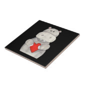 Cute Hippo Hippopotamus Holding Heart | Love Hippo Tegeltje (Zijkant)