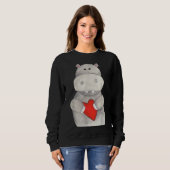 Cute Hippo Hippopotamus Holding Heart | Love Hippo Trui (Voorkant volledig)
