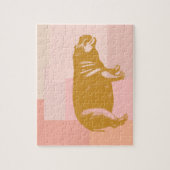 Cute Hippo Illustration in Pink and Gold Legpuzzel (Verticaal)