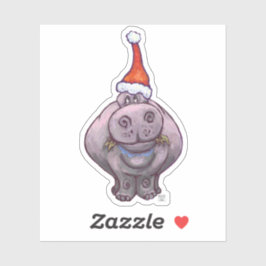 Cute Hippo in een Santa Hat Sticker
