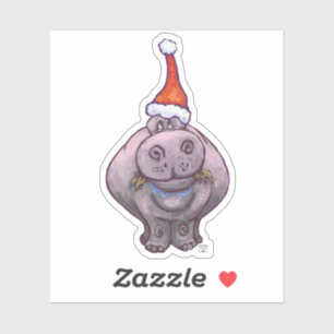 Cute Hippo in een Santa Hat Sticker