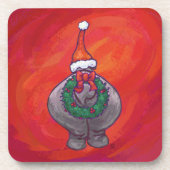 Cute Hippo in Santa Hat op Red Bier Onderzetter (Voorkant)