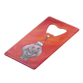Cute Hippo in Santa Hat op Red Creditkaart Flessenopener (Voorkant Gekanteld)