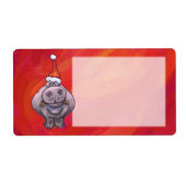 Cute Hippo in Santa Hat op Red Etiket (Voorkant)