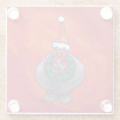 Cute Hippo in Santa Hat op Red Glazen Onderzetter (Achterkant)