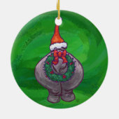 Cute Hippo in Santa Hat op Red Keramisch Ornament (Achterkant)