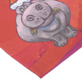 Cute Hippo in Santa Hat op Red Korte Tafelloper (Hoek)
