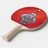 Cute Hippo in Santa Hat op Red Tafeltennisbatje (Voorkant Gekanteld)