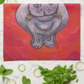 Cute Hippo in Santa Hat op Red Theedoek (Gevouwen)