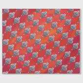 Cute Hippo in Santa Hat Pattern op Red Cadeaupapier (Vlak)