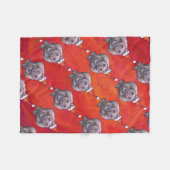 Cute Hippo in Santa Hat Pattern op Red Fleece Deken (Voorkant (Horizontaal))