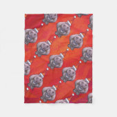 Cute Hippo in Santa Hat Pattern op Red Fleece Deken (Voorkant)