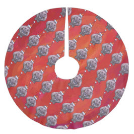 Cute Hippo in Santa Hat Pattern op Red Kerstboom Rok
