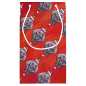 Cute Hippo in Santa Hat Pattern op Red Klein Cadeauzakje (Achterkant)