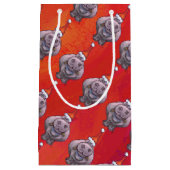 Cute Hippo in Santa Hat Pattern op Red Klein Cadeauzakje (Voorkant)