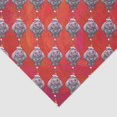 Cute Hippo in Santa Hat Pattern op Red Tissuepapier (Detail)
