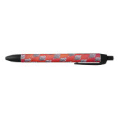 Cute Hippo in Santa Hat Pattern op Red Zwarte Inkt Pen (Bodem)