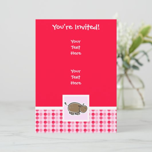 Cute Hippo Kaart (Staand voorkant)