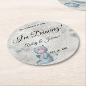 Cute Hippo Kawaii Style Animal Ronde Kartonnen Onderzetter (Gebogen)