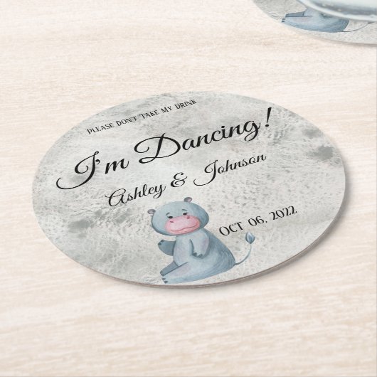 Cute Hippo Kawaii Style Animal Ronde Kartonnen Onderzetter (Gebogen)