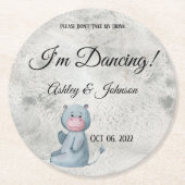 Cute Hippo Kawaii Style Animal Ronde Kartonnen Onderzetter (Voorkant)