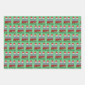 Cute Hippo Kerstmis Funny Hippy Feestdagen Green Inpakpapier Vel (Voorkant 3)