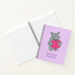 Cute Hippo Kiddie Valentijnsdag Notitieboek
