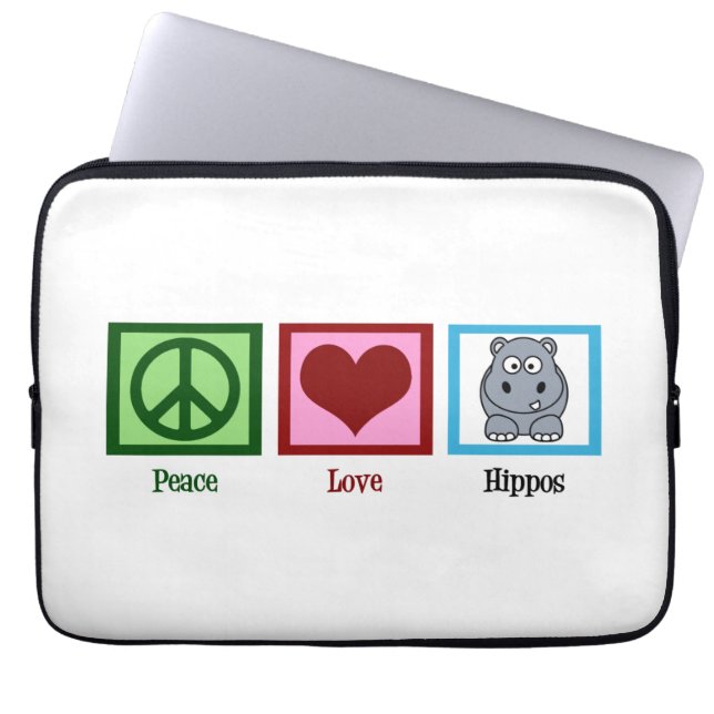 Cute Hippo Laptop Sleeve (Voorkant)