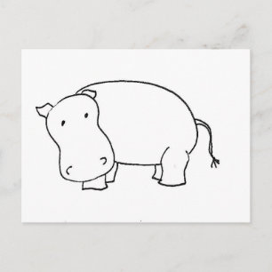 Cute hippo line tekening briefkaart