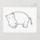Cute hippo line tekening briefkaart (Voorkant)