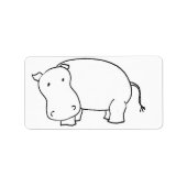 Cute hippo line tekening etiket (Voorkant)