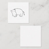 Cute hippo line tekening vierkante visitekaartje (Voorkant / Achterkant)